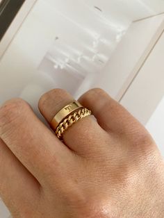 Magical Rings, Typewriter Font, Time After Time, Simple Band, Hammered Band, Ring Ideas, Initial Ring, Gold Filled Ring, Text Box