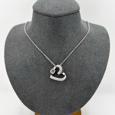 This Is An Absolutely Stunning Cubic Zirconia Heart Statement Necklace Crafted In 925 Solid Sterling Silver. The Heart Pendant Is Filled With Glistening Round Brilliant Cut White Cubic Zirconia Gemstones. It Comes With A Sterling Silver Chain That Measures 16” Long, Which Has A 2” Long Extension Chain To Adjust Length From 16”-18”. Both Pendant And Chain Are 925 Solid Italian Sterling Silver. *100% Brand New *100% Guarantee High Quality * 100% Lead And Nickel Free * 100% Hypoallergenic * Will Not Tarnish Or Fade *Smoke Free Pet Free Home - ***Free Jewelry Pouch Included*** Gift For Her Engagement Anniversary Promise Wedding Mother’s Day Graduation Vacation Mom Dad Christmas White Clavicle Chain Heart Necklace For Anniversary, White Heart Clavicle Chain Necklace For Anniversary, Anniversary White Heart Clavicle Necklace, Silver Heart Necklace With Clavicle Chain For Mother's Day, Silver Heart Necklace With Clavicle Chain For Valentine's Day, Valentine's Day Silver Heart Clavicle Necklace, Silver Cubic Zirconia Heart Necklace For Mother's Day, Diamond White Sterling Silver Heart Necklace For Valentine's Day, Silver Double Heart Necklace With Clavicle Chain