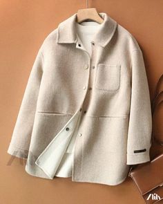 Zlily - Woolen Childs Coat with Cashmere-style Overcoat Woolen Coat Woman, Mode Mantel, Jacket Outfit Women, Hijab Style Casual, Big Clothes, Designs For Dresses, Wool Blend Coat, Woolen Coat, Trench Coats Women