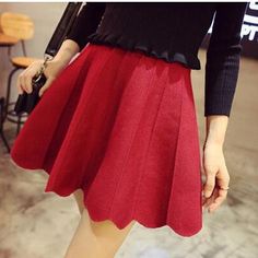 Adorable Knit Warm Skirt fo.. Solid Color Mini Skirt For Winter Party, Chic Winter Mini Skirt, Elegant Mini Skort For Winter, Elegant Mini Length Skort For Winter, Elegant Winter Mini Length Skort, Fitted Winter Skort With Pleated Skirt, Trendy Winter Skort, Stretch Winter Skirt, Trendy Solid Mini Skirt For Winter