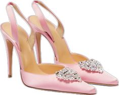 Magda Butrym, Pink Pumps, Slingback Pump, Pumps, Satin, Crystals, Pink