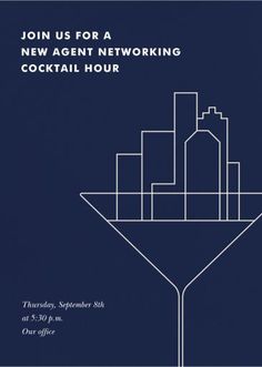 an advertisement for a new agent networking cocktail hour, with the words join us for a new agent networking cocktail hour