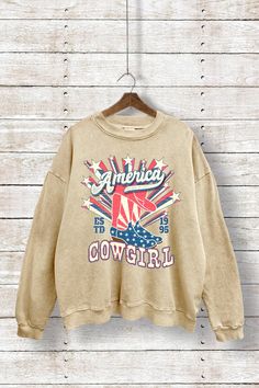 Cowgirl 1985 Washed Sweatshirt | JQ Clothing Co. Oversized Retro Sweatshirt, Vintage Fall Sweater With Letter Print, Retro Relaxed Fit Crew Neck Sweatshirt, Vintage Letter Print Sweater For Fall, Vintage Graphic Print Winter Sweatshirt, Vintage Winter Graphic Print Sweatshirt, Vintage Long Sleeve Slogan Sweatshirt, Retro Oversized Fall Sweatshirt, Winter Vintage Graphic Print Sweatshirt