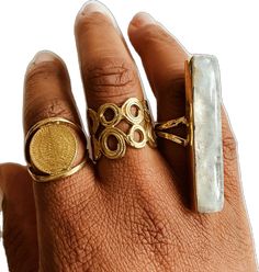 Luxury Bronze Brass Rings, African Ring Vintage, Bohemian Open Ring Brass Jewelry, Gold-tone Polished Brass Rings, Luxury Tarnish-resistant Brass Rings, Cowrie Shell Jewelry, African Dolls, Bar Ring, Brass Ring