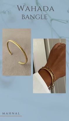 Wahada, means 'unity' in Arabic. To unify is to enjoin together- to bring into harmony and oneness.Simplicity meets elegance in this minimal bracelet. It features two parts conjoined as one, echoing it's Arabic meaning- 'unity'. 2.5” diameter, adjustable Solid brass Handcrafted artisan quality Learn about brass jewelry care tips here. Chic Everyday Bangle With Bracelet Strap, Minimalist Gold Metal Cuff Bracelet, Minimalist Yellow Gold Metal Bangle, Timeless Adjustable Double Band Jewelry, Timeless Adjustable Cuff Bracelet With Strap, Chic Bangle Bracelet For Gifts, Elegant Double Band Adjustable Bracelets, Elegant Adjustable Double Band Bracelets, Elegant Double Band Bracelet Jewelry