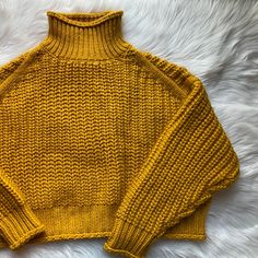 H&M Mustard Knit Sweater Size Xl Nwot- Great Condition Item #64 Cozy Knitted Yellow Top, Cozy Yellow Knitted Top, Yellow Knit Top For Winter, Winter Yellow Knit Top, Yellow Fitted Knit Sweater, Fitted Yellow Knit Sweater, Yellow Chunky Knit Top For Winter, Winter Yellow Chunky Knit Tops, Winter Mustard Knit Top