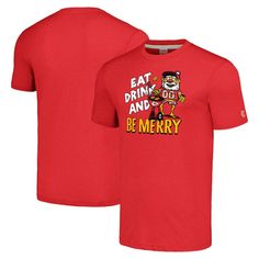 Celebrate your unwavering Kansas City Chiefs fandom with the Unisex Homage Red Kansas City Chiefs Holiday Tri-Blend T-Shirt. This festive tee features screen-print graphics that proudly display your allegiance to the Chiefs. Made from a comfortable blend of polyester, cotton, and rayon, it's perfect for game days or any day you want to show your support for the Kansas City Chiefs. Red Graphic Print T-shirt For Fan Conventions, Fan Apparel T-shirt With Front Print, Casual Red Top For Fan Conventions, Red Fan Apparel T-shirt With Graphic Print, Red Graphic T-shirt For Fans, Red Graphic Print Fan Apparel T-shirt, Red Short Sleeve Fan Gear T-shirt, Red Crew Neck T-shirt For Fan Merchandise, Red Tri-blend Graphic Tee