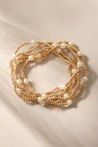 Gold and Pearl Bracelet Set Bracelets Gold Bead, Cute Bracelet Stacks, Pearl Bracelet Aesthetic, Gold And Pearl Jewelry, Gold And Pearl Bracelet, Gold Beaded Bracelets, Xoxo Jewelry, Stacking Jewelry, Fav Products