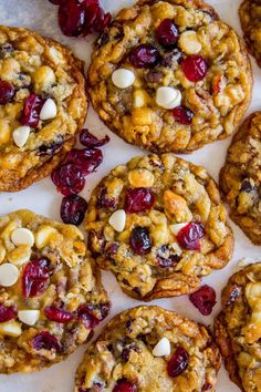 cranberry white chocolate cookies with almonds and dried cherries