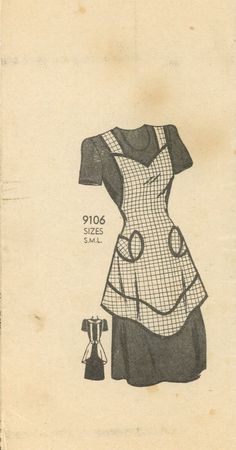 an old sewing pattern for a women's apron and dress from the 1950's