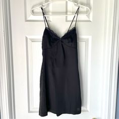 Intimately Free People Lover Girl Mini Slip Dress New With Tags- Has A Couple White Marks But Should Wash Out! Satin Like Material With Lace Edge Strappy Back Free People Adella Dress, Thrift Inspiration, Slate Blue Dresses, Free People Slip Dress, Lover Girl, Hoco Dress, Black Slip Dress, Mini Slip, Formal Outfits