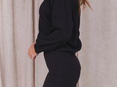 Comfy cozy black long sleeve ribbed top with crew neckline and elastic cuff. Has a good stretch. Matches perfectly with our black long ribbed skirt. 65% cotton, 30% polyester, 5% spandex Hand wash cold gentle Aprox. measurements in inches: XS:Length-21 |Bust-43 S:Length-22 |Bust-45 M:Length-22.5 |Bust-47 L:Length-23 |Bust-49 modest dresses, modest dress, modest midi, modest maxi, modest fashion, modest trendy dresses, modest boutique, modest attire, modest clothing, modest tops, modest skirts, m Modest Attire, Modest Boutique, Modest Maxi, Fashion Modest, Modest Tops, Ribbed Skirt, Dress Modest, Modest Dress, Modest Skirts