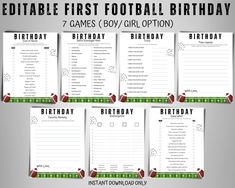 printable football birthday games for boys and girls