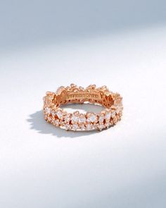 Suzanne Kalan La Fantaisie Short Stack Diamond Eternity Band in 18k rose gold Luxury Wedding Eternity Band, Elegant Eternity Band With Baguette Cut Lab Grown Diamonds, Rose Gold Cubic Zirconia Wedding Jewelry With Diamond Accents, Luxury Eternity Band With Single Cut Diamonds For Promise, Elegant Marquise Eternity Band For Anniversary, Luxury Eternity Band With Diamond Accents For Promise, Rose Gold Diamond Cut Eternity Band, Luxury Cubic Zirconia Wedding Eternity Band, Formal Rose Gold Eternity Band