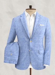 An excellent fit for warm-weather weddings yet equally at home in the depths of winter, our Desert Blue Linen Suit takes care of the need to modernize your formal selection. It's tailored to a sharp silhouette and designed in a fabric that features linen with a woven structure you'll love. Look Includes Desert Blue Lin Colorful Wedding Suit, Wedding Suit Ideas, Dark Brown Dress Shoes, Brown Tweed Suit, Woven Structure, Dress Jackets