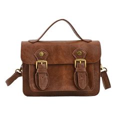 45655885971677 Vintage Faux Leather Satchel Shoulder Bag, Solid Satchel With Hasp Closure For Everyday Use, Classic Brown Satchel With Mobile Phone Bag, Brown Saddle Bag With Hasp Closure For Daily Use, Vintage Brown Faux Leather Satchel, Travel Satchel Box Bag With Hasp Closure, Travel Satchel With Mobile Phone Bag And Flap, Daily Use Flap Shoulder Bag With Hasp Closure, Faux Leather Top Handle Bag With Hasp Closure