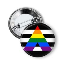 Straight Ally Pride Flag, PIN BACK / 1.50" Pinback Button/Badge - SET OF 3, LGBTQ+ Pins, Pin Back Button Lgbtq Pins, Ally Pride, Straight Ally, Button Maker, Button Badge, Handmade Charms