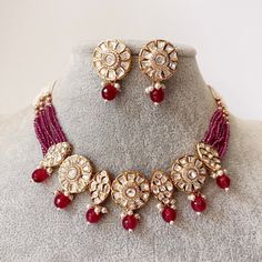 Tyaani-inspired premium Kundan Silver foil Kundan necklace/Traditional necklace/Indian wedding/Bridal Jewelry/Pakistani/Punjabi The high-quality set can be worn as a necklace and choker. Luxury Red Kundan Necklace With Intricate Design, Luxury Red Kundan Temple Necklace, Luxury Ruby Kundan Necklace For Festivals, Kundan Necklaces With Gota Work For Celebration, Traditional Round Necklaces For Eid, Festive Gota Work Necklaces, Necklaces With Gota Work For Festive Celebrations, Bollywood Style Festive Necklace With Gota Work, Festive Kundan Necklace For Diwali