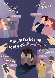 the poster shows people in different languages, with one pointing at another person's hand