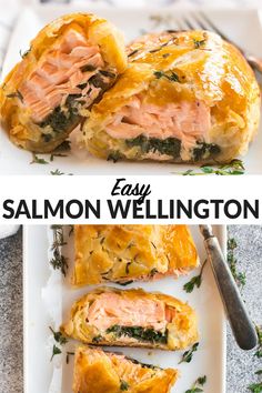 salmon wellingtons with spinach and cheese