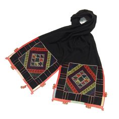 Vintage Hilltribe Scarf Hand-embroidered cotton Measures approx. 15" x 72" From Son La Area, Northern Vietnam Northern Vietnam, Head Scarf, Boho Shorts, Hand Embroidered, Vietnam, Textiles, Womens Shorts