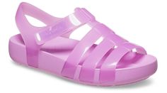 The new Kids' Isabella Sandal features cupped Croslite™ footbeds and fun, expressive straps, giving every step sink-in comfort that feels like a day at the beach. This version features translucent Jelly straps. The new Isabella sandal makes sunny day style even more comfortable.  Kids’ Isabella Jelly Sandal Details:    • Translucent Jelly straps  • Cupped footbeds for sink-in comfort   • Soft TPU upper with unique strap design for comfort and fit   • Adjustable hook and loop closure for a better Casual Beach Sandals With Translucent Outsole, Adjustable Jelly Sandals For The Beach, Beach Jelly Sandals With Adjustable Strap, Summer Jelly Sandals With Adjustable Strap For Beach, Summer Beach Jelly Sandals With Adjustable Strap, Pink Adjustable Fit Sandals For Summer, Pink Sandals With Adjustable Fit For Summer, Adjustable Strap Jelly Sandals For Beach, Casual Jelly Sandals For Swimming In Spring