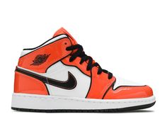 Air Jordan 1 Mid SE GS 'Turf Orange' - Air Jordan - BQ6931 802 - turf orange/black/white | Flight Club Orange Jordan, Air Jordan 1 Mid Gs, Air Jordan 1 Mid Se, Flight Club, Nike Air Jordan 1 Mid, Jordan 7, Orange Shoes, Jordan 1s, Nike Air Jordan 1