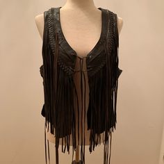 Reposhing This Item I Purchased From @Tumbalacasa. Loved It, But It Was A Bit Too Small For Me. Beautiful Vest!! I Didn’t Get A Chance To Wear It. Beautiful Condition!! Brazil Festival, Cowgirl Vest, Fringe Belt, Fringed Belt, Fringe Vest, Halloween 2023, Leather Work, Leather Fringe, True Religion