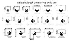 an individual's desk dimensions and sizes chart with hand gestures, including the fingers