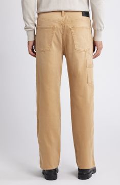 Traditionally rugged workwear gets a refined upgrade with streamlined utility pants made from Japanese cotton twill with light stretch and cut in a straight-leg silhouette. 30" inseam; 18" leg opening; 12 1/4" front rise Zip fly with button closure Front patch pockets 99% cotton, 1% elastane Machine wash, tumble dry Made in the USA of imported fabric Straight Five Pocket Bottoms For Workwear, Workwear Pants With Patch Pockets And Straight Shape, Straight Pants With Patch Pockets For Work, Straight Chinos For Workwear With Pockets, Straight Work Pants With Side Pockets, Work Pants With Patch Pockets, Straight Bottoms With Patch Pockets For Work, Full Length Work Pants With Patch Pockets, Straight Workwear Bottoms With Patch Pockets