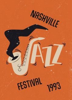 an orange poster with the words tanglewood jazz festival in black lettering and a saxophone