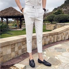 Pant Style: Pencil Pants Material: COTTON Material: Polyester Waist Size(in inches): 29 - 35 Style: England Style Waste Type: Mid Closure Type: Zipper Fly Length: Ankle-Length Pants Front Style: Flat Thickness: Mid weight Model Number: 0830 suit pant Item Type: Full Length Gender: Men Fit Type: skinny Fabric Type: Broadcloth Decoration: Pattern Color: black ,white Size: 29-35 Slim Fit Formal Pants, Men Fashion 2020, White Pants Men, Mens Trousers Casual, Man Dressing Style, Slim Fit Dress Pants, Stripe Pants, Formal Pants, Men Pants