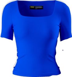 Square Neck Elastane Top For Summer, Casual Tops With Straight Neckline And Stretch, Spring Square Neck Tops With Elastane, Casual Tops With Stretch And Straight Neckline, Stretch Square Neck Tops In Elastane, Casual Stretch Top With Straight Neckline, Trendy High Stretch Square Neck Top, Fitted Square Neck Top, Fitted Blue Elastane Top