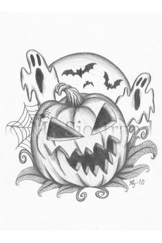 a drawing of a jack o lantern pumpkin