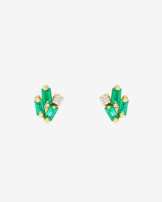 Suzanne Kalan Bold Cluster Emerald Studs in 18k yellow gold Jewelry Redesign, Emerald Studs, Heirloom Jewelry, Fancy Jewelry Necklace, Diamond Choker Necklace, Gemstone Collection, Diamond Cluster Earrings, Emerald Earrings Studs, Suzanne Kalan