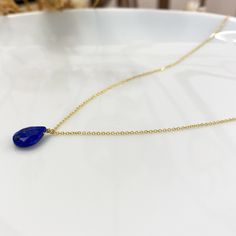 ✔️Genuine Lapis Lazuli Necklace✔️ High-Quality 925 Sterling Silver Available with a 24K Gold Finish This Lapis Drop necklace is great for wearing alone or for layering with other necklaces. It is the perfect gift for your girlfriend, sister, bridesmaids, or even yourself! Made by hand in Greece. Moreover, Lapis Lazuli is a really powerful crystal that promotes self-confidence, truth, and health. 👉A few words about Genuine Lapis Lazuli. Lapis Lazuli is one of the most sought-after stones. Its de Blue Adjustable Drop Necklace As Gift, Dainty Lapis Lazuli Jewelry For Gift, Dainty Lapis Lazuli Jewelry Gift, Lapis Lazuli Gemstone Beads Necklace For Gift, Sapphire Gemstone Beads Necklaces As Gift, Sapphire Gemstone Beads Necklaces For Gift, Gift Blue Drop Necklace With Natural Stones, Lapis Lazuli Pendant Necklace For Gift, Minimalist Lapis Lazuli Jewelry For Gift