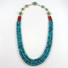 Blue Maiden Necklace - Jewelry - Larry Vasquez - 1 Turquoise Jewelry Necklace, Collar Hippie, Necklaces Collection, Dazzling Jewelry, Jewelry Beauty, Bisbee Turquoise, Gold Hooks, Persian Turquoise, Oxblood Red