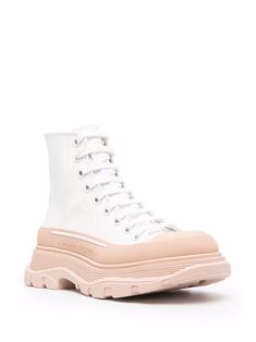 Sneakers Alexander Mcqueen, Alexander Mcqueen Boots, Alexander Mcqueen Tread Slick, African Symbols, Hi Top Sneakers, Fashion Idol, High Top Boots, Debossed Logo, Hiking Fashion