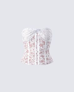 Slip into something magical with this white lace corset top ✨ With twist detailing, boning, and bust pads, this lined stretch lace piece is the perfect staple piece full of whimsy 🤍 Chic White Corset With Built-in Bra, White Underbust Corset With Built-in Bra, Feminine Fitted Tube Top With Built-in Bra, Elegant Lace Corset With Lace Closure, Fitted Delicate Lace Corset, Feminine Underbust Corset With Built-in Bra, White Underbust Bodice With Built-in Bra, Lace Corset With Sweetheart Neckline And Built-in Bra, Elegant Underwire Corset With Lace Trim