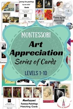 the art appreciation series of cards for montessor level 1 - 10 is shown