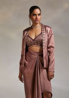 Divya Aggarwal-Debro Mauve Embroidered Jacket-INDIASPOPUP.COM Fitted Silk Nehru Jacket For Reception, Silk Fitted Nehru Jacket For Reception, Floral Embroidery Lehenga For Evening, Front Open Fitted Lehenga For Reception, Floral Embroidered Lehenga For Evening, Elegant Party Outerwear With Traditional Drape, Elegant Traditional Drape Outerwear For Party, Elegant Front Open Choli For Wedding, Fitted Front Open Lehenga For Reception