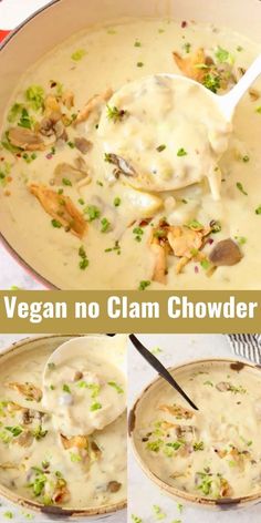 the steps to make vegan no clam chowder soup