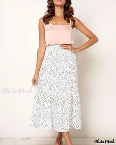 OliviaMark - Exclusive Wholesale Offers on Artfully Designed Printed/Pleated Long Skirt with Exquisite Dyeing Pattern Spring Chic Polka Dot Skirt, Polka Dot Lined Summer Skirt, Chic Polka Dot Skirt For Spring, Chic Polka Dot Summer Skirt, Summer Polka Dot Flowy Skirt, Summer Polka Dot Skirt For Day Out, Polka Dot Lined Skirt Bottoms For Spring, Polka Dot Pleated Skirt For Spring, Polka Dot Tiered Skirt For Spring