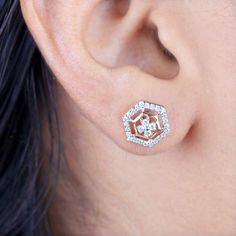 ▶️ This earrings made with genuine diamonds in 14k solid rose gold,▶️ Pave Diamond Stud Earrings, Solid 14k Rose Gold Fine Jewelry.▶️ Pave Diamond Earrings, Stud Earrings, Everyday Jewelry▶️ Special customize for Mother's day, Anniversary, Birthday Gift, Valentine, Christmas. ▶️ Item Details:Gross Weight:2.43 Grams14k Rose Gold Weight:2.35 GramsDiamond Weight:0.38 CaratsItem Size: 10 MMItem SKU: AEOS-1897Gemstone color may vary due to natural and availability.This is a made to order design. Plea Anniversary Diamond Earrings With Octagon Accents, Elegant Octagon Diamond Earrings With Accents, Octagon Earrings With Diamond Accents As Gift, Fine Jewelry Earrings With Diamond Accents In Octagon Shape, Octagon Earrings With Diamond Accents Fine Jewelry, Octagonal Earrings With Diamond Accents, Gift Diamond Earrings With Brilliant Cut In Flower Shape, Diamond Flower Shaped Earrings With Brilliant Cut For Gifts, Bridal Earrings With Flower Shape And Prong Setting