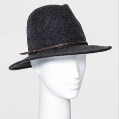 Nwt Universal Thread Brand Hat. This Is A 100% Gray Wool Hat With A Large Adjustable Brim. The Brim Can Be Flipped Up Or Down All The Way Around The Hat. Features A Leather Bow For Added Detail. It’s A Fedora Style Hat Perfect For Any Occasion. #Psl #Fall Target Hats, Fedora Style, Crochet Sun Hat, Army Hat, Black Fedora, Felt Cowboy Hats, Rancher Hat, Felt Fedora, Leather Detail