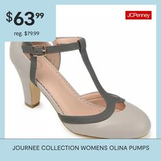 Step into a classic look with vintage inspired pumps by Journee Collection. Premium faux leather uppers highlight cut-out embellishment and a contrasting t-strap that connects to a buckled ankle strap. Round toes complete the style.Features: LightweightShoe Heel Height: HighSole Material Content: 100% PolyurethaneToe Type: Round ToeCare: Spot CleanHeel Style: Stacked HeelCountry of Origin: Imported Retro Spring Court Shoes, Block Heel Pumps, Let You Go, Womens Mary Janes, T Strap Heels, Nude Shoes, Light Weight Shoes, Mary Jane Heels, Shoes Heels Pumps