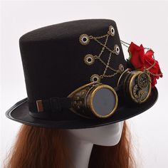 This price is for a hat only, others are not included.   	 		 			Size 			Small / Large 		 		 			Head Circumference 			58 / 61 Male Steampunk, Steampunk Fashion Female, Clock Gears, Steampunk Fashion Male, Black Lace Choker, Steampunk Gears, Mini Top Hat, Steampunk Accessories, Vintage Gothic