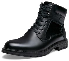 PRICES MAY VARY. 100% Genuine leather: Mens dress boots are crafted from 100% leather with a high quality elastic leather upper. Cozy lining: The suede insides of mens casual boots keep the feet warm and provide a soft foot touch for walking comfort. Durable outsole: Men's leather boots TPR outsole is flexible, lightweight and wear-resistant, with good cushioning effect and increased shock absorption effect. Anti-slip and Comfortable: The sole friction is strong, with anti-slip effect, soft sole Waterproof Leather Ankle Martin Boots, Leather Martin Boots With Snip Toe For Winter, Winter Leather Chelsea Boots With Plain Toe, Winter Plain Toe Chelsea Boots In Leather, Formal High-top Leather Martin Boots, Winter Formal Leather Martin Boots, Leather Moc Toe Martin Boots For Winter, Winter Leather Work Boots For Professional Use, Leather Work Boots For Winter Formal