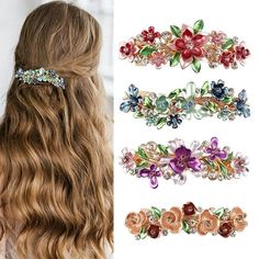 Product description 4 Pcs Large Flower Barrette Bridal Wedding Hairpins Crystal Pearl Flower Design Hair Clip Vintage Antique Style Hair Barrette Hair Accessories for Women Girls Specification: Category: Luxury Rhinestone Hair Color: Multicolor Function: Decorative hairstyle Material: artificial pearls and rhinestones Packing includes: 4 Pieces Large Flower Barrette Size: 3.74*1.02*0.98.  Gender: unisex.  Age Group: adult. Rhinestone Hair Clips, Thinning Thick Hair, Hair Holder, Decorative Hair Clips, Headpiece Accessories, Banana Hair Clips, Girl Gift Set, Purple Coffee, Rhinestone Hair Clip