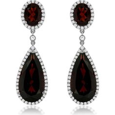 Royal Elegant 14K White Gold Garnet and Diamond Earrings - 0.75 Carat Diamond, 17.00 Carat Garnet Luxury Teardrop Bridal Earrings For Formal Occasions, Luxury Diamond Gemstone Earrings For Formal Occasions, Luxury Diamond Earrings With Gemstones For Formal Occasions, Timeless Evening Earrings With Gemstone, Luxury Pear-shaped Bridal Earrings For Formal Occasions, Timeless Gemstone Earrings For Formal Occasions, Timeless Gemstone Earrings For Evening, Timeless Pear-shaped Diamond Earrings For Formal Occasions, Luxury Pear-shaped Earrings For Formal Events